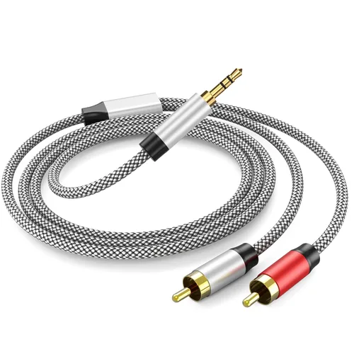 Cable de audio de 3.5 mm a 2 RCA, adaptador auxiliar, cable divisor estéreo AUX, cable RCA en Y para smartphone, altavoces, tableta, televisión HD y