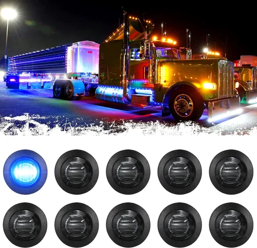 PSEQT Luces LED redondas laterales de 3/4 pulgadas, indicadores de señal de giro, luz de ojal de bala, impermeable, para remolque, camión, autobús,
