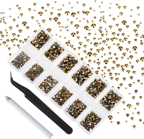 Vista 9 de 4200 piezas de diamantes de imitación planos para manualidades, cristales redondos para ropa 1.5 mm - 4.8 mm, 6 tamaños