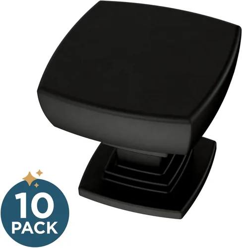 Vista 2 de Franklin Brass (Paquete de 10) – Perillas de gabinete cuadradas negras mate para cómodas, cajones, puerta de gabinete de cocina, tocador, muebles