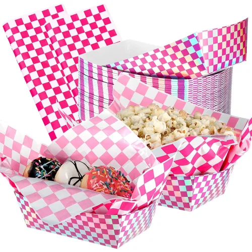 Vista 8 de Geosar 100 piezas de bandejas de papel negro para alimentos al por mayor desechables con envoltorio de papel encerado negro Bandejas para servir