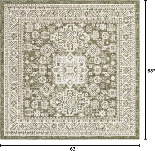 Vista 246 de Unique Loom Outdoor Aztec Collection Alfombra de área - Chalca (10 pies, redonda, azul/marfil)