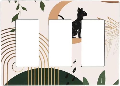 Vista 63 de Taupe Beige Marrón Gris Abstracto Arte 1-Banda Interruptor de Luz Doble de Recepción Placa de Pared Toma Cubiertas Eléctricas Decorativas Modernas