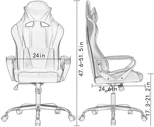 Vista 38 de Silla ergonómica para videojuegos, silla de juegos con reposacabezas, silla de computadora de oficina con ruedas y soporte lumbar, silla