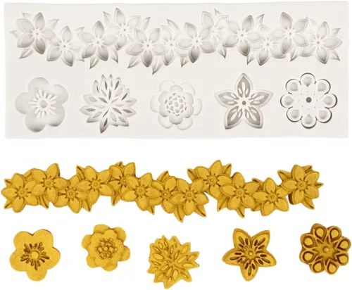 Vista 3 de Moldes barrocos de fondant de encaje de flores, moldes de silicona para curvas, molde de alivio de volutas para decoración de pasteles, decoración