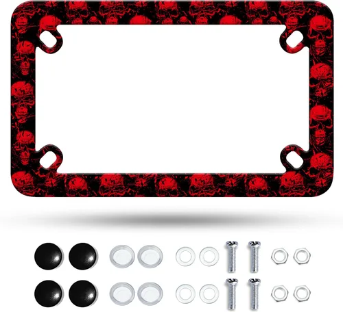 Vista 17 de Marco de matrícula de motocicleta Adventure Awaits con brújula y plumas tribales, material de acero inoxidable, divertido soporte para placa