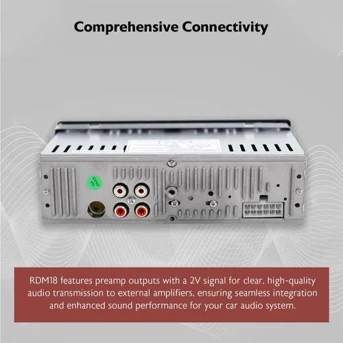 Vista 5 de Rockville RDM18 V2 - Receptor de automóvil de medios digitales en el salpicadero, 50 W, 4 canales, Bluetooth, AM/FM, MP3, USB/SD