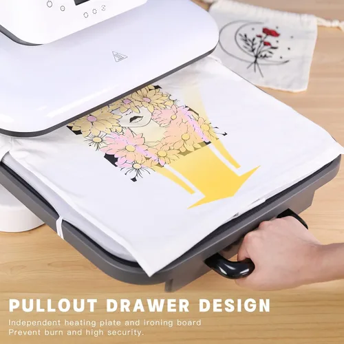 Vista 15 de HTVRONT Máquina de prensa de calor automática de 15 x 15 pulgadas para camisetas, máquina profesional de transferencia de calor con liberación
