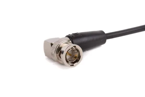 Vista 2 de Wooden Camera Cable BNC a BNC en espiral, 10" de reposo a 20" extendido, conectores en ángulo recto, HD, SDI, para sistemas inalámbricos y monitores