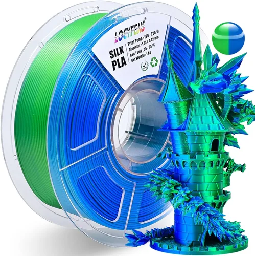 Vista 10 de Filamento para Impresora 3D PLA, Filamento PLA Arcoíris 1.75mm +/-0.02mm, Filamento PLA de Seda de Doble Color, Paquete de Filamento 3D Coextruido 2