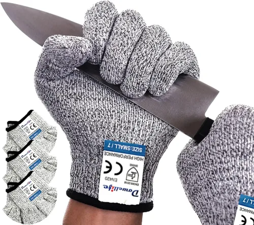 Vista 9 de Dowellife Guantes de protección resistentes a cortes, guantes de seguridad para cortes de cocina para pelar ostras, procesamiento de filetes