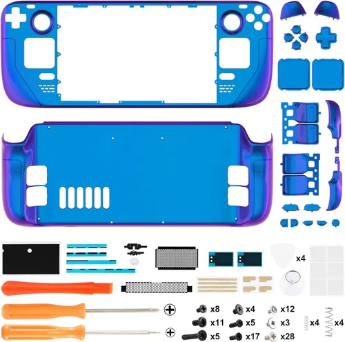 Vista 2 de eXtremeRate DIY Full Set Shell with Buttons for Steam Deck LCD, Custom Faceplate Back Plate Replacement Shell for Steam Deck LCD - Chameleon Purple