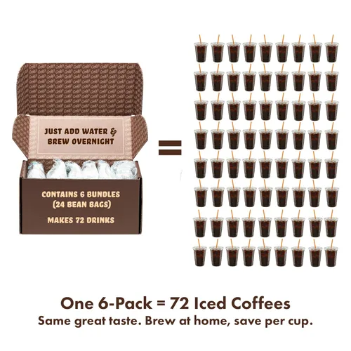 GRADY'S COLD BREW Bolsas de café | Estilo Nueva Orleans | Café molido 100% arábica y achicoria | Seis paquetes de 4 bolsas de frijoles fáciles de