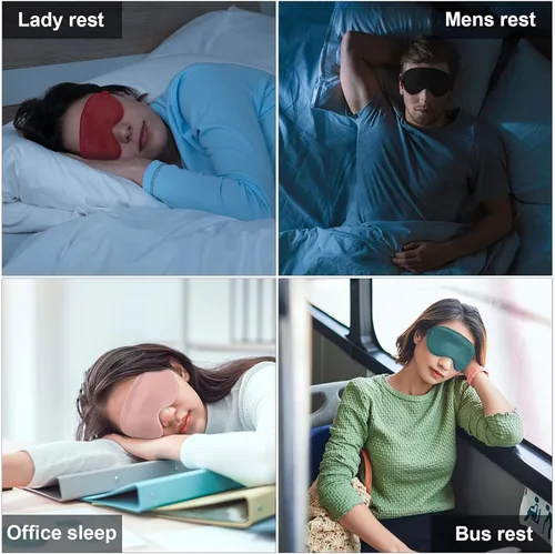 Vista 2 de Máscaras de dormir de seda de 4 piezas, máscara de ojos para dormir, máscaras de ojos para dormir para hombres y mujeres, máscara de dormir