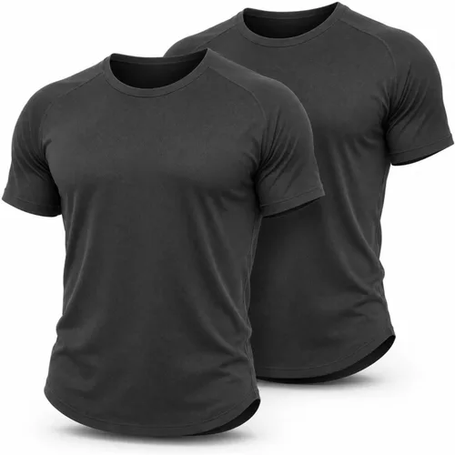 Vista 13 de Morbuy Paquete de 2 camisetas de entrenamiento para hombre de secado rápido Marrón oscuro