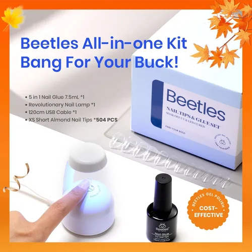 Vista 113 de Beetles - Gel de pegamento de uñas 9 en 1 para puntas de uñas y uñas acrílicas transparentes de larga duración, pegamento de extensión UV