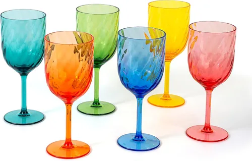 Vista 11 de KOXIN-KARLU Unbreakable Classic - Copas de vino de plástico multiusos de 14 onzas, juego de 6 unidades, color azul