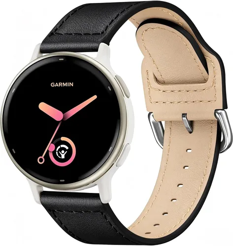 Vista 8 de Correa de cuero para Garmin Vivoactive 6/Vivoactive 5/3 Negro