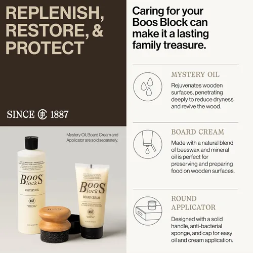 Vista 3 de John Boos CCB Series Tabla de cortar cuadrada de madera de arce de 18 x 18 pulgadas - 2.25 pulgadas de grosor, bloque de carnicero reversible de 22