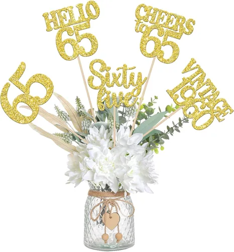 Vista 17 de 15 piezas de centro de mesa de feliz cumpleaños número 10 palos de diez dígitos dobles vintage 2015 centros de mesa de flores palos saludos a 10