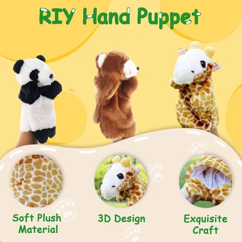 Vista 5 de RIY Marioneta de mano - Zoo Amigos Animales Educativos Marionetas Osito