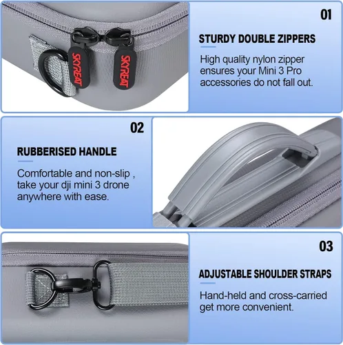 Vista 3 de Skyreat Mini 4 Pro RC 2 Caso, bolso de hombro portátil de cuero PU para DJI Mini 4 Pro Fly Más Combo Kit Accesorios