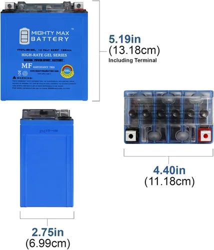 Vista 2 de Mighty Max Battery YTX7L-BSGEL 12V 6AH Replacement Battery Compatible With Kawasaki Jetski JS - 750-4 Pack