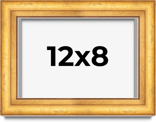 Vista 100 de Caja de sombra de 5 x 5 pulgadas, marco de exhibición biselado de hoja dorada Madera maciza 1.75 pulgadas de profundidad 1.75 pulgadas