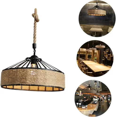 Vista 3 de NUOBESTY American Country - Lámpara de araña de cuerda fácil de instalar para restaurante, cafetería, bar