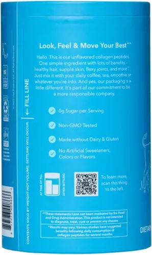 Vista 2 de Vital Proteins Suplemento dietético sin sabor de péptidos de colágeno (peso neto 24 onzas)