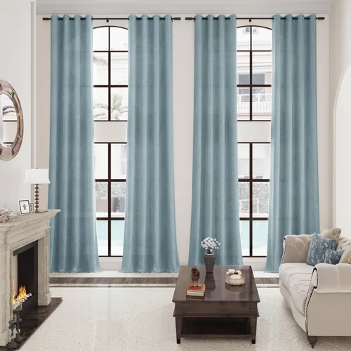 Vista 64 de Aersas Cortinas de lino negro para dormitorio de 63 pulgadas de largo, 2 paneles de privacidad, eficiencia energética, semitransparentes, cortinas