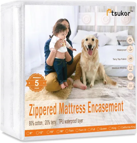 Protector de colchón individual impermeable para bolsillo profundo de 6-9 pulgadas 39"x 75", funda con cierre hermético a prueba de orina