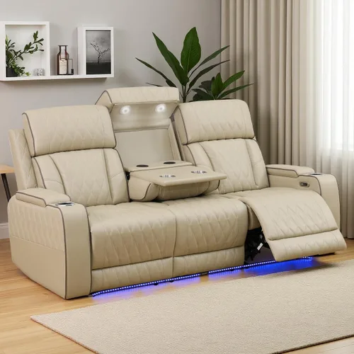 Vista 38 de Juego de sofá reclinable eléctrico, juego de sofá y silla reclinable de cuero, juegos de muebles de sala de estar, muebles de lujo de 3 piezas