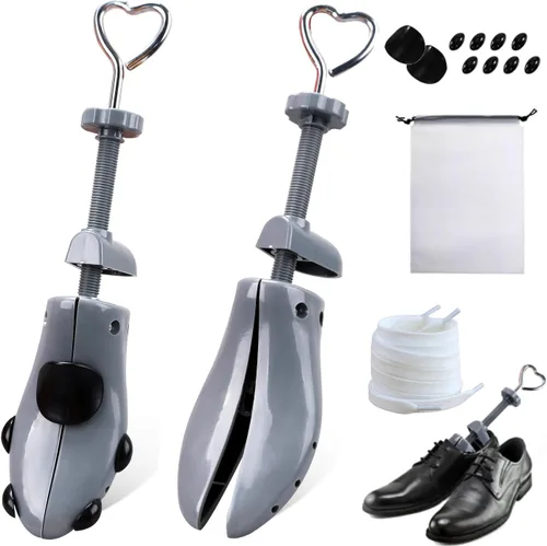 Shoe Stretcher Men Women, Boot Stretcher, 2/4-way Adjustable Shoe Stretchers to Stretch Length/Width L Gris [Hombre: 9.5-13; Mujer:10-14]