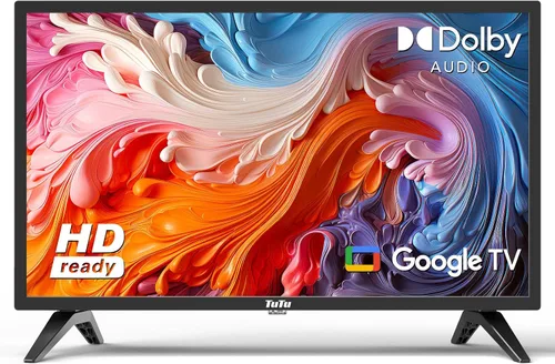 TuTu Smart TV HD 720P de 24 pulgadas con GoogleTV, Full HD Slim Design LED Smart TV o monitor con HDMI, Dolby Audio, control remoto por voz