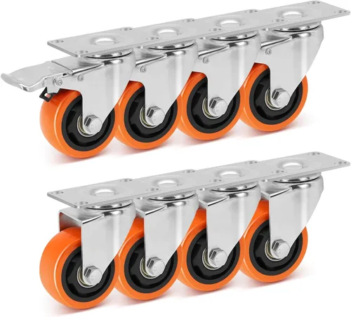 Vista 11 de W B D WEIBIDA Ruedas giratorias de placa de 2 pulgadas, resistentes con capacidad de carga de 600 libras, juego de 4, bloqueo doble de seguridad