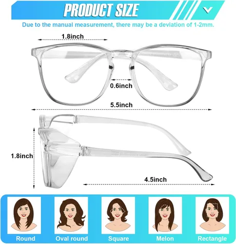 Vista 6 de 4 Pack Safety Glasses Goggles For Women Anti Fog, Cute Protective Eyewear for Nurses, ANSI Z87+ Anti-Blue Light