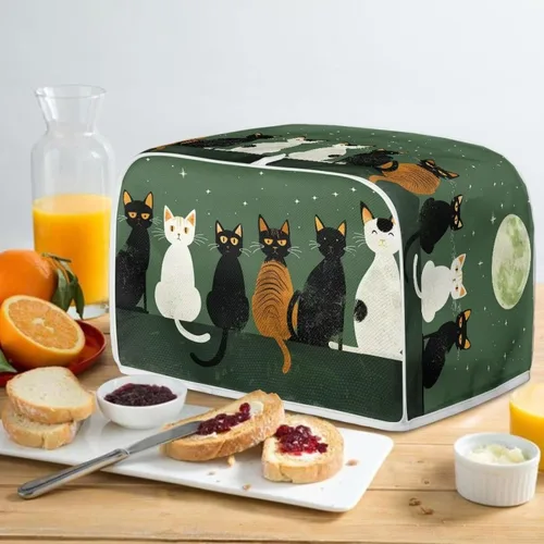 Vista 6 de Cat Print 2 Slice Bread Maker Cover Music Note Print Microwave Oven Cover Bakeware Protector Anti Fingerprint Protective Covers for Kitchen