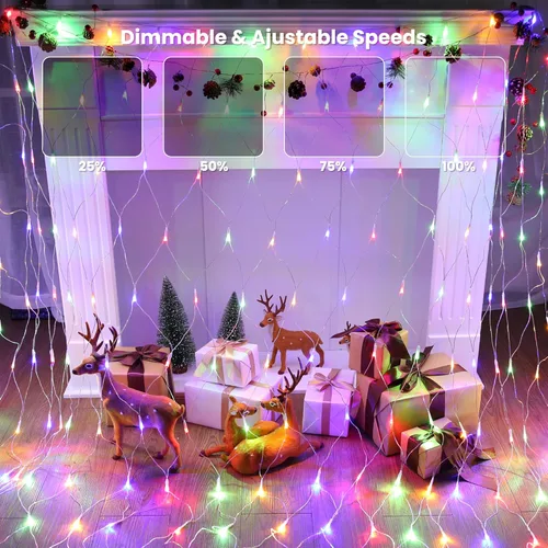 Vista 7 de LYHOPE 6.6 pies x 3.3 pies 160 luces LED de red de Navidad, 11 modos de luces de red de Navidad de 30 V, luces de red decorativas de malla blanca