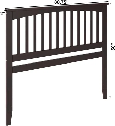 Vista 82 de AFI, Mission - Cabecero de madera maciza individual con cargador acoplable, color gris