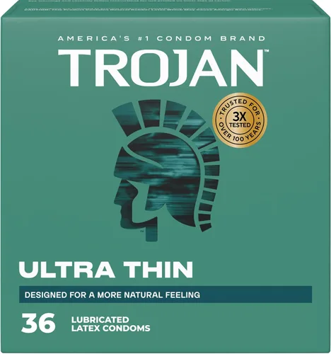 TROJAN Preservativos ultrafinos para sensibilidad, preservativos TROJAN lubricados para hombres, paquete de 36 unidades