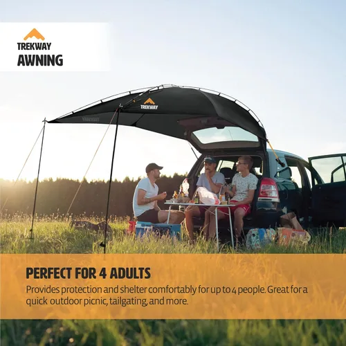 Vista 4 de Trekway - Toldo portátil impermeable para vehículos, toldo desplegable Parasol con pared de privacidad al aire libre Ideal para camping, playa