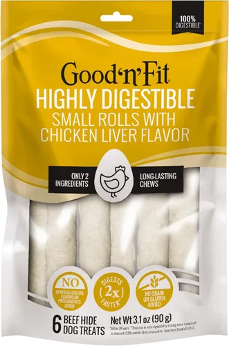 Vista 10 de Good 'n' Fit Twist Sticks hechos con venado real, 15 unidades, trata a tu perro con masticables de cuero crudo de larga duración y altamente