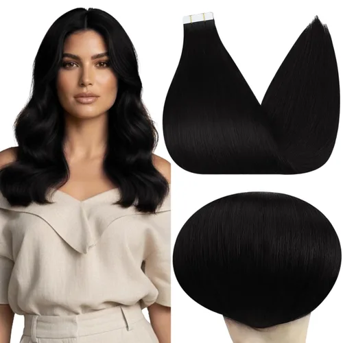Vista 12 de Full Shine - Extensiones de cabello con cinta invisible, color 1, negro azabache, de 10 pulgadas, sin costuras, liso, con cinta de 20 piezas, 30 g