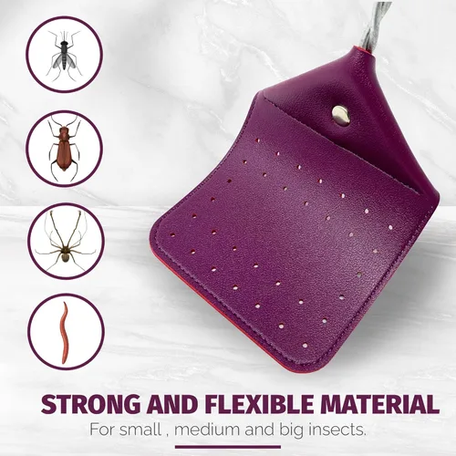 Vista 5 de Matamoscas de cuero vegano resistente, mango de alambre tejido de metal extra largo y resistente, matamoscas manuales grandes, matamoscas insectos