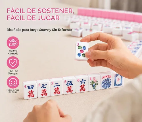 Vista 4 de Azulejos Mahjong americanos de 1.2 pulgadas, 166 azulejos blancos Rosa