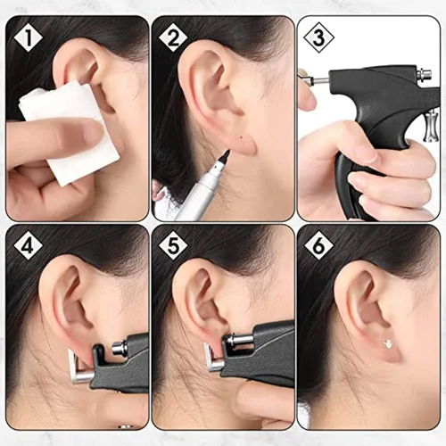 Vista 6 de 20 pares de aretes de acero quirúrgico con circonita cúbica de 4 mm