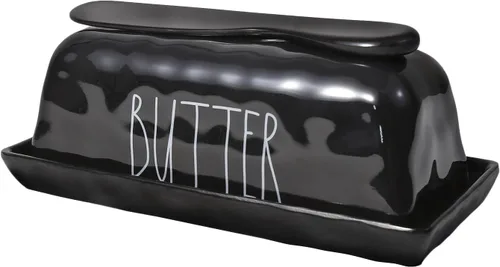 Vista 2 de TP Mantequillera con tapa, soporte para mantequilla de melamina para encimera con cuchillo, recipiente para mantequilla con tapa, irrompible