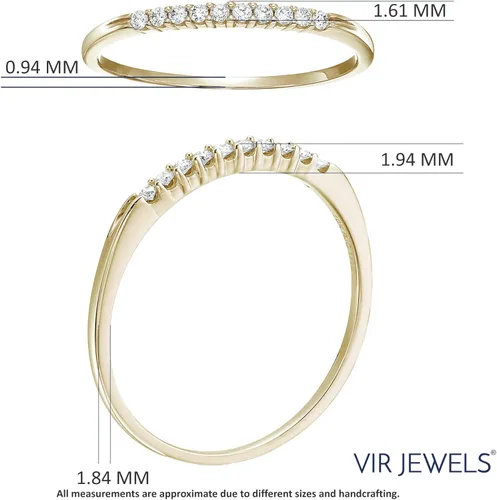 Vista 7 de Vir Jewels Anillo de aniversario de boda de diamantes pequeños de 110 quilates (ctw) para mujer, anillo de compromiso de diamante redondo de oro