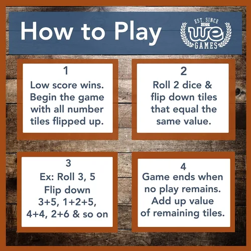 Vista 4 de WE Games Shut The Box Dice Game - Classic Table Top Board Game for Adults and Families, Old World Wooden Box, 8.75 in. Travel Size, Walnut Stained